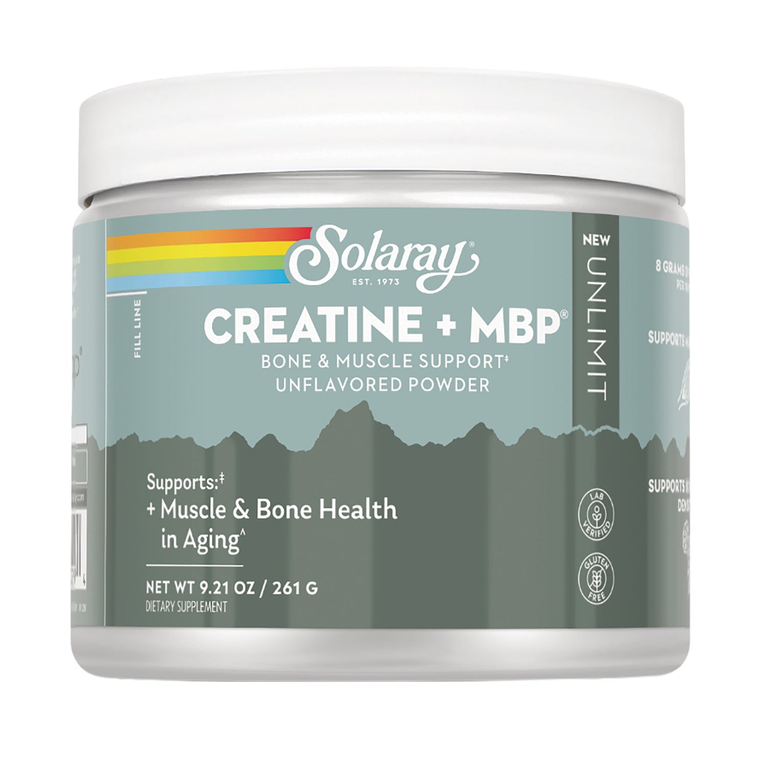 SLR550 | Solaray Creatine + MBP unflavored powder supplement jar