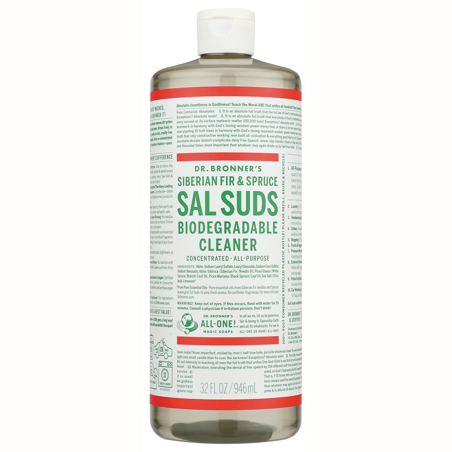DRB035 | Dr. Bronner's Sal Suds biodegradable cleaner Siberian Fir & Spruce 32 fl oz bottle
