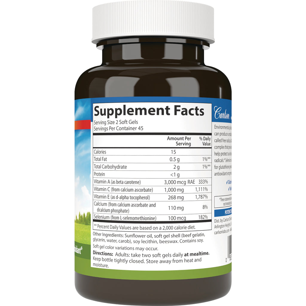 CSN041 | Back of brown supplement bottle showing Supplement Facts panel, nutrition table and directions - Thumbnail