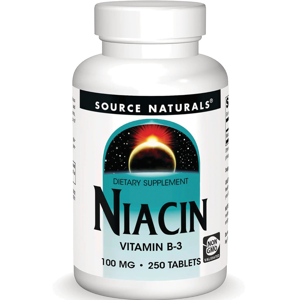 SN701 | Source Naturals Niacin Vitamin B-3 100 mg, 250 tablets, Non-GMO validated - Thumbnail