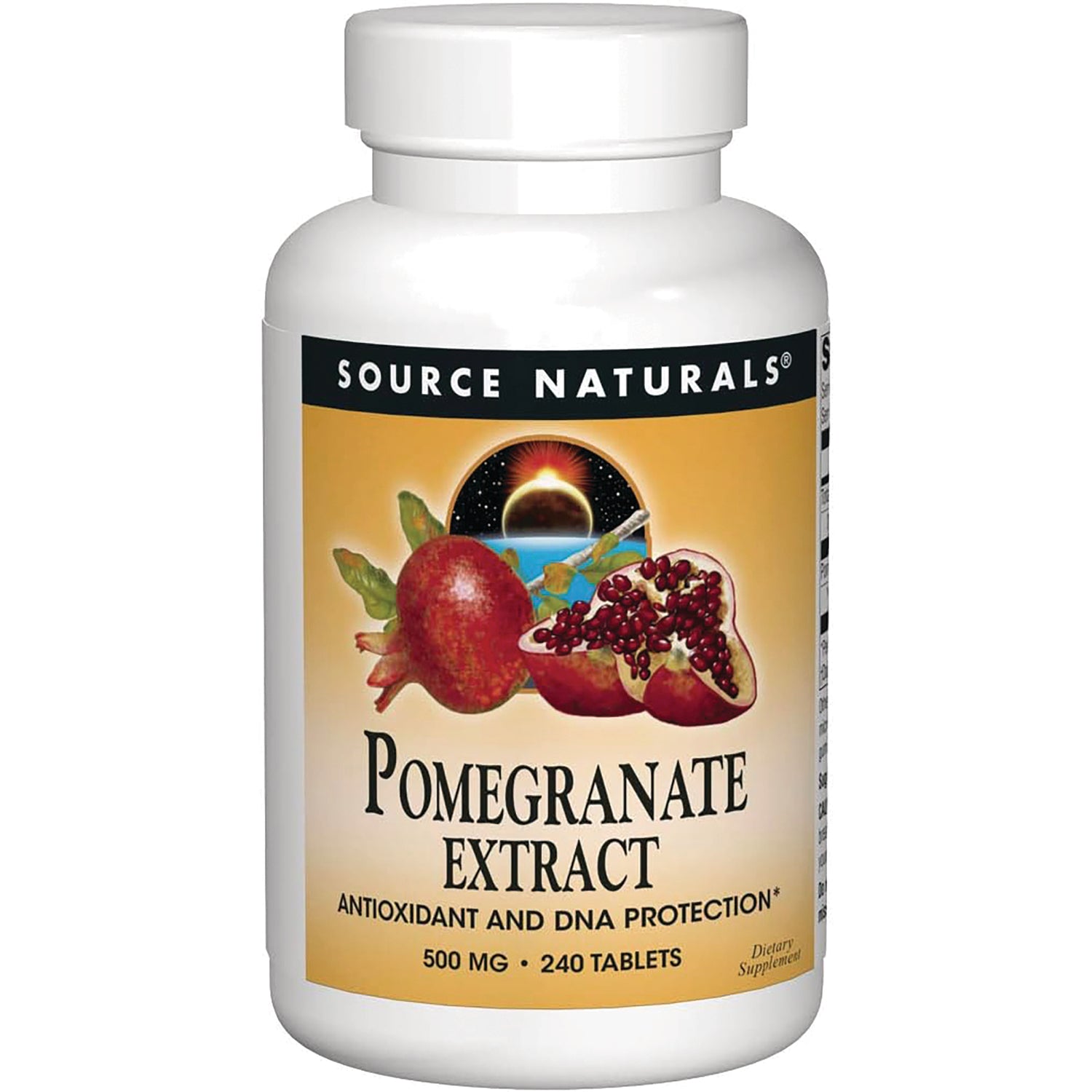 SN824 | Source Naturals Pomegranate Extract 500 mg, 240 tablets bottle front label