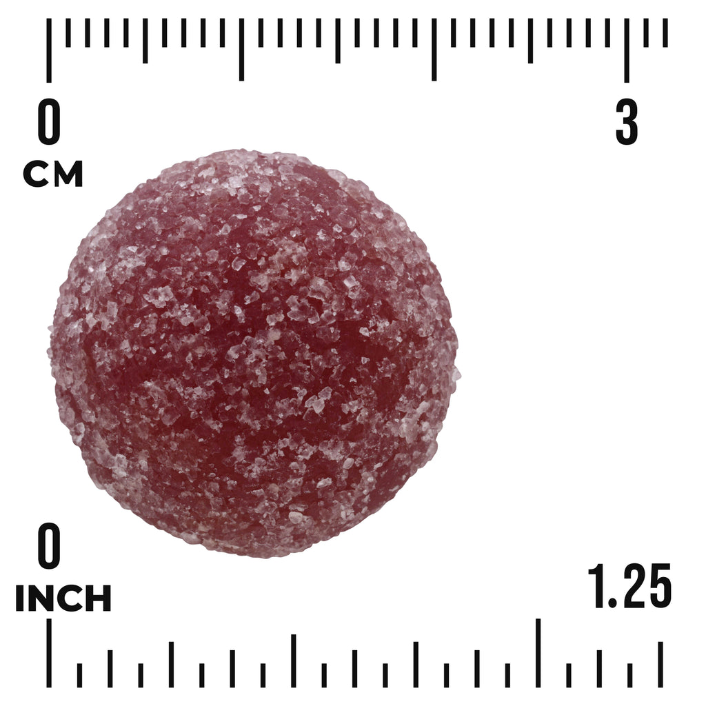 SW1970 | red sugar-coated round gummy with visible centimeter and inch rulers - Thumbnail