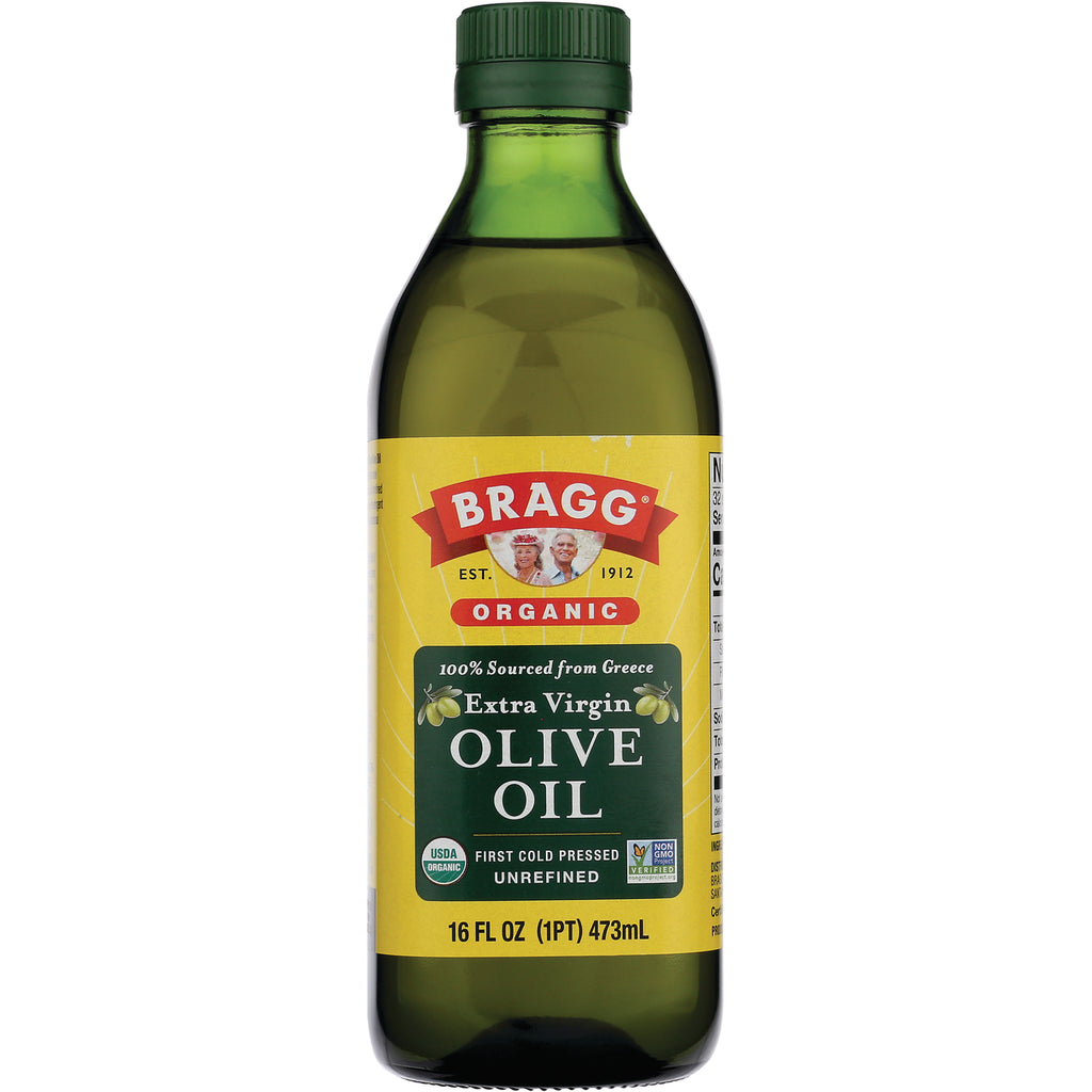 BR010 | Bragg Organic Extra Virgin Olive Oil 16 fl oz bottle with yellow label - Thumbnail