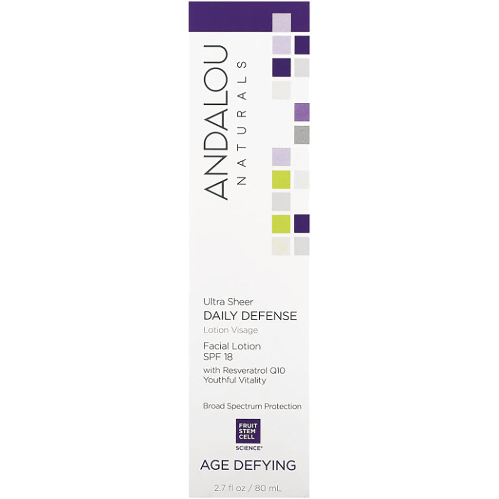 ADN021 | Andalou Naturals Ultra Sheer Daily Defense Facial Lotion SPF 18 with Resveratrol Q10, 2.7 fl oz - Thumbnail