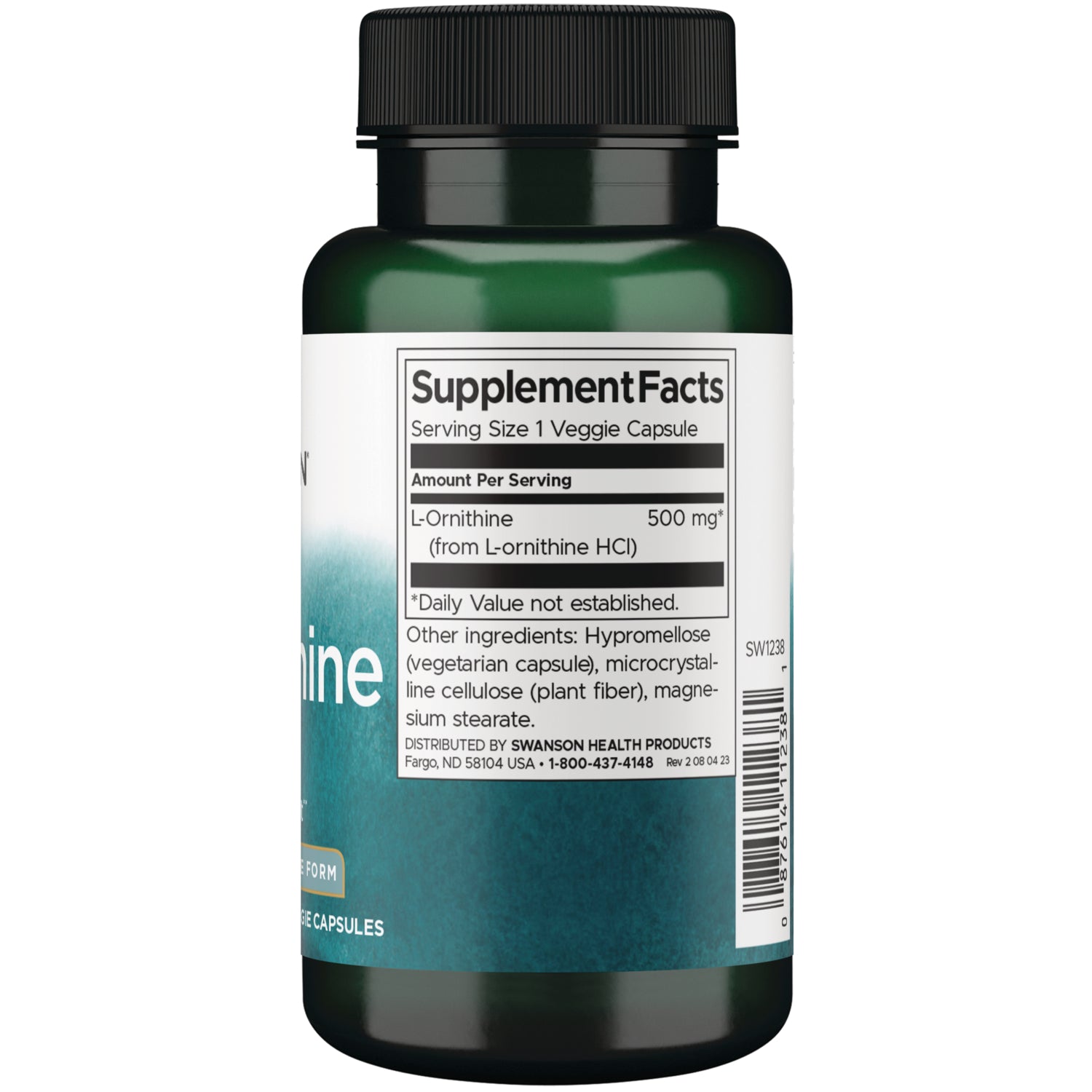 SW1238 | Back label with supplement facts and serving information