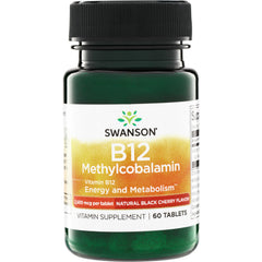 SWU783 | Swanson B12 Methylcobalamin 2,500 mcg per tablet, Natural Black Cherry Flavor, 60 tablets
