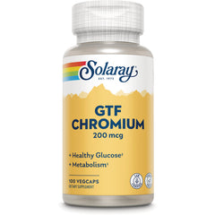 SLR358 | Solaray GTF Chromium 200 mcg bottle, 100 vegcaps dietary supplement label