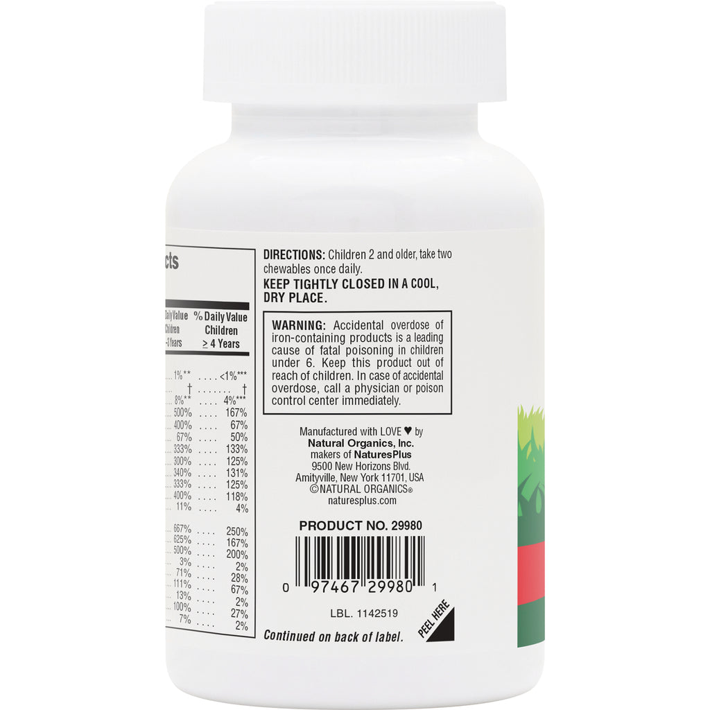 NTP044 | Back label of white supplement bottle showing directions, warning box, barcode and partial supplement facts - Thumbnail