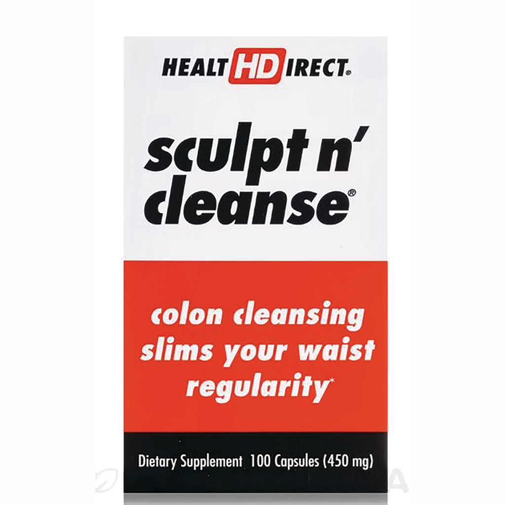HD003 | Sculpt n' cleanse supplement box front with red panel reading colon cleansing slims your waist regularity - Thumbnail