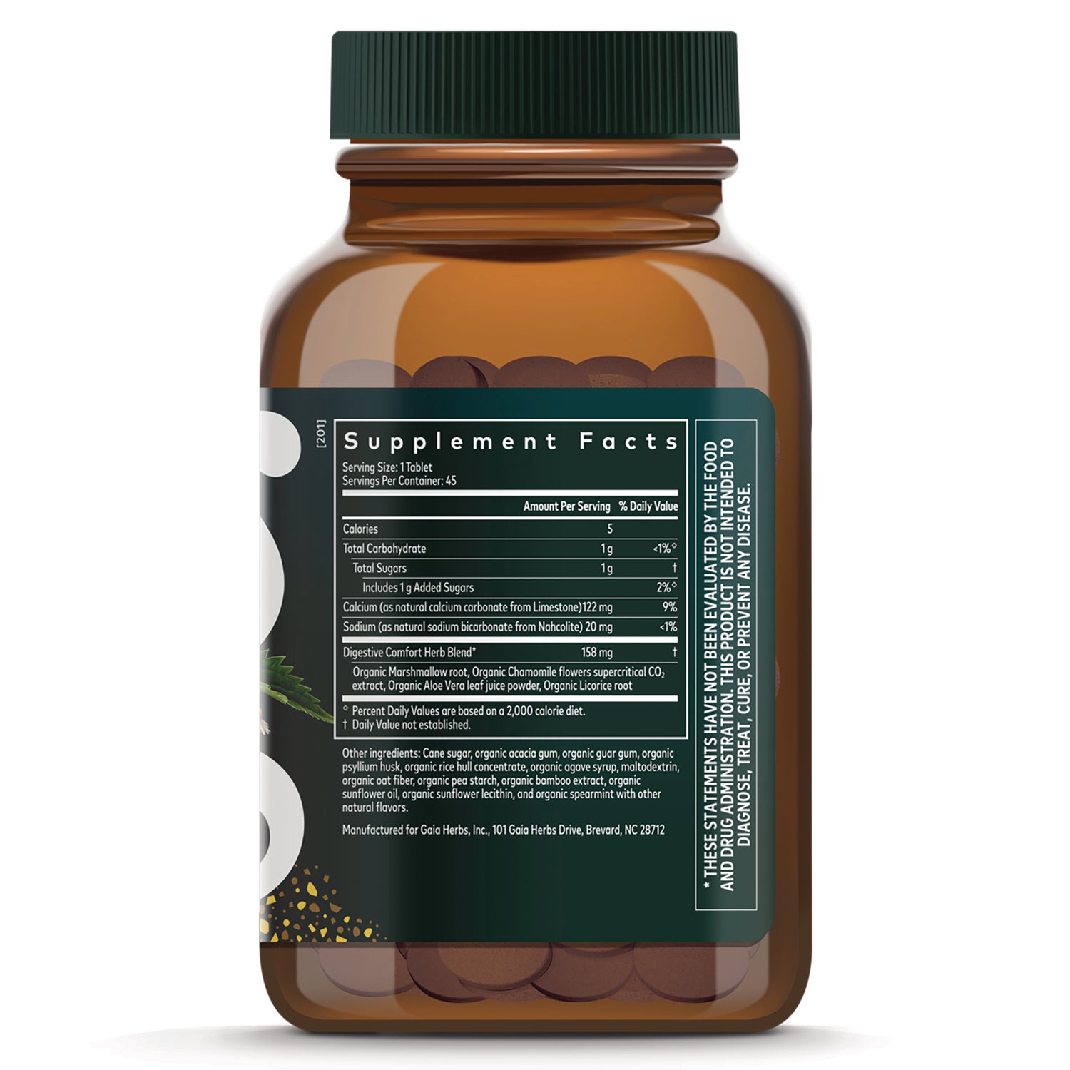 GH171 | back of amber supplement bottle showing Supplement Facts nutrition label and ingredient text