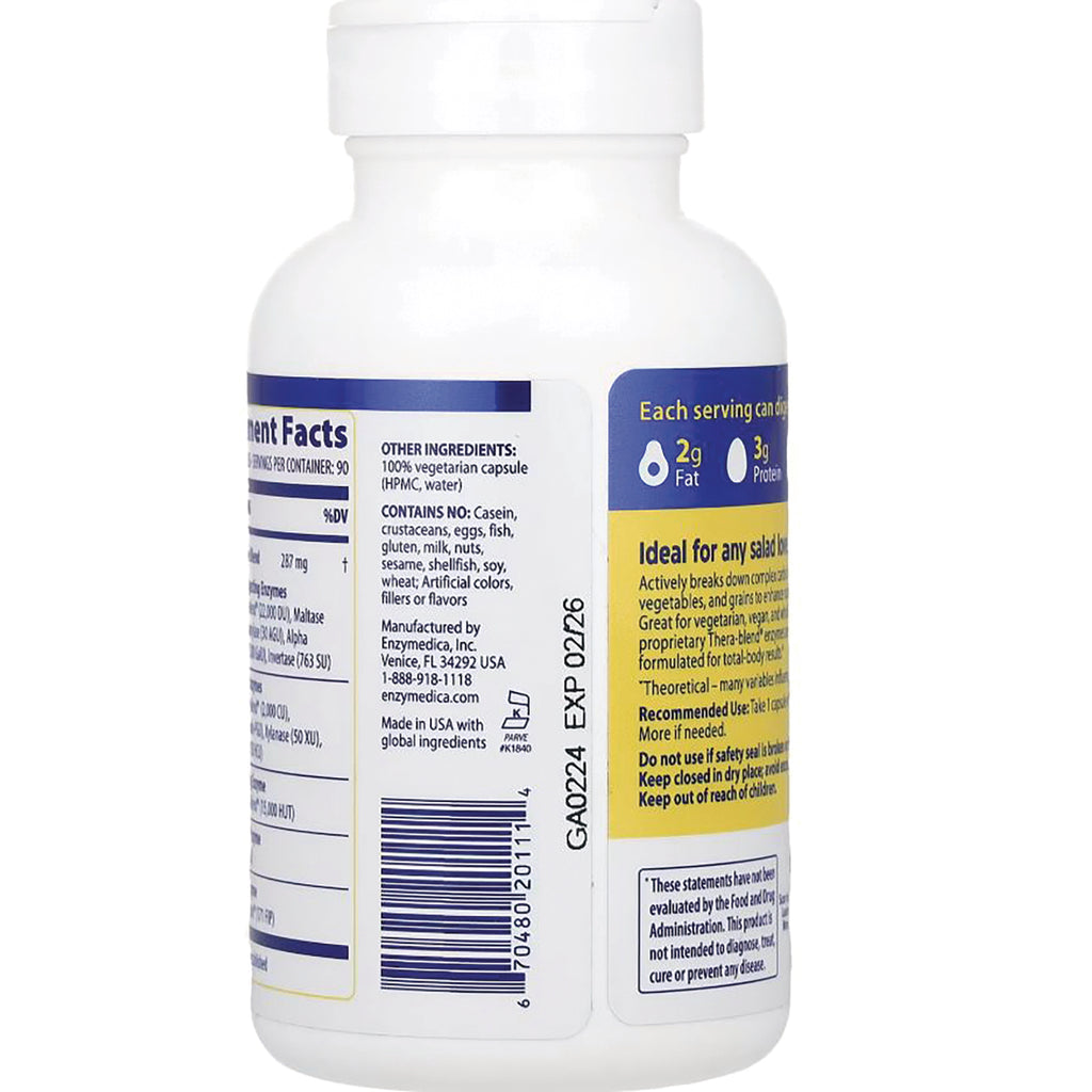 EMD025 | Back of white supplement bottle showing supplement facts, ingredients, barcode, and expiration code - Thumbnail