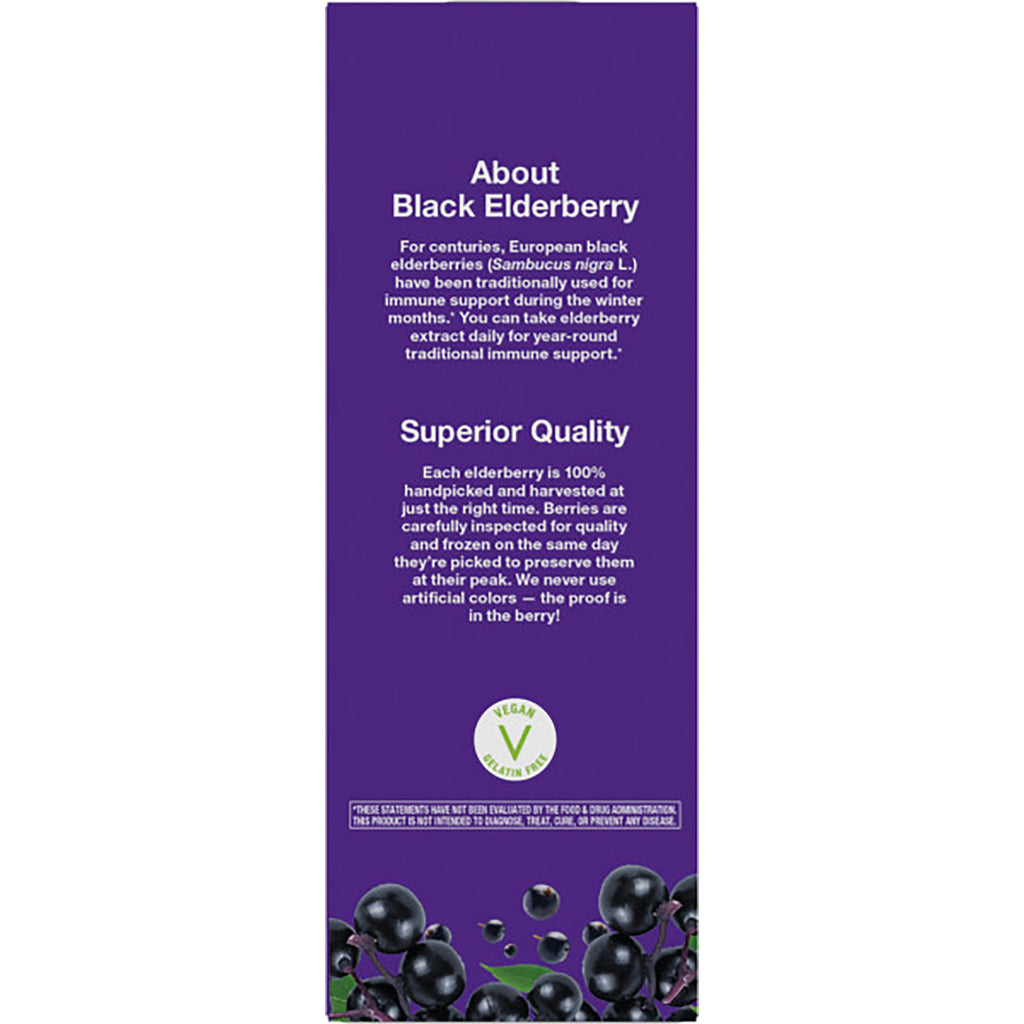NW661 | Purple product infographic about black elderberry with Superior Quality text, vegan badge and berry illustrations - Thumbnail