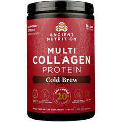 ATN029 | Ancient Nutrition Multi Collagen Protein Cold Brew front label on red container