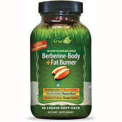 IR275 | Irwin Naturals Berberine-Body + Fat Burner bottle, 56 liquid soft-gels front label