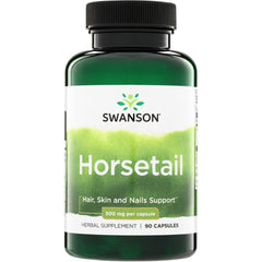 SW1354 | Swanson Horsetail herbal supplement bottle, Hair, Skin and Nails Support, 500 mg per capsule, 90 capsules