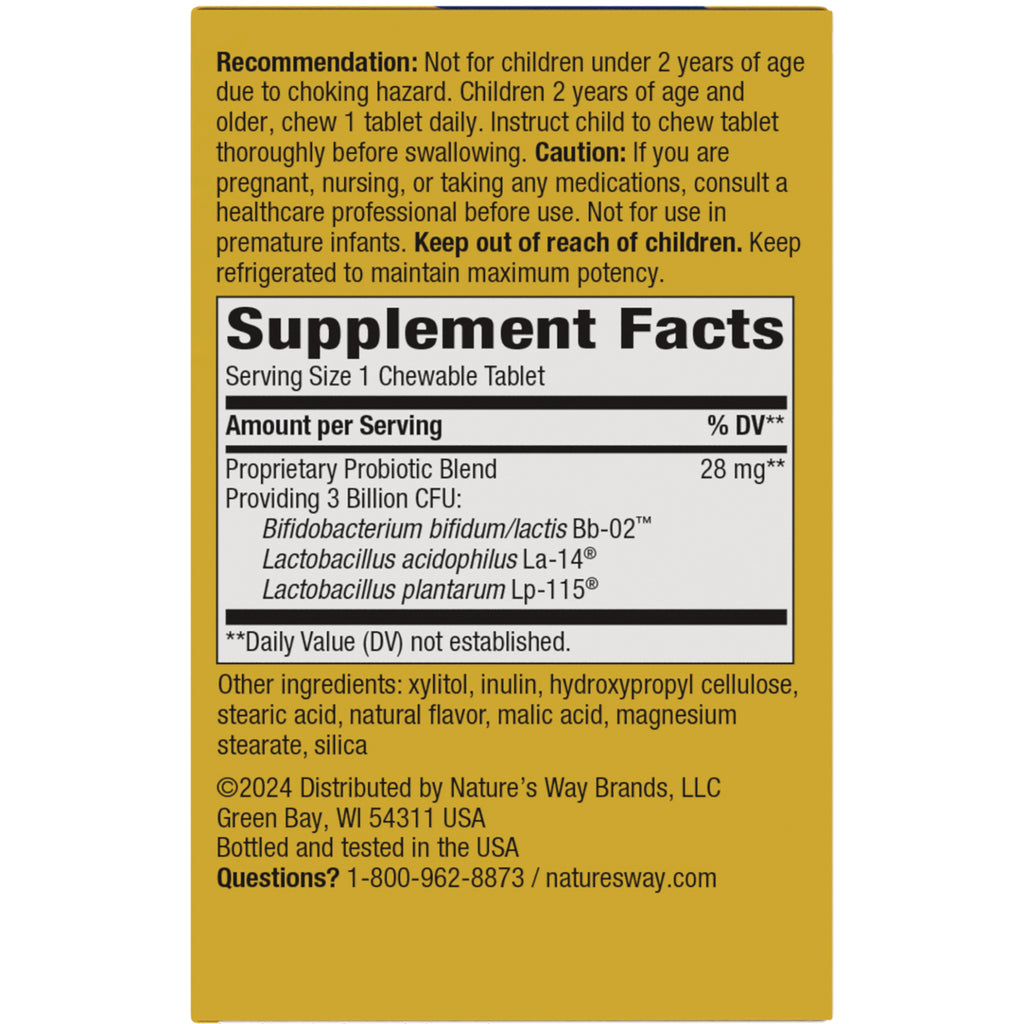 NW565 | back panel showing Supplement Facts, serving size 1 chewable tablet, ingredients and warnings - Thumbnail