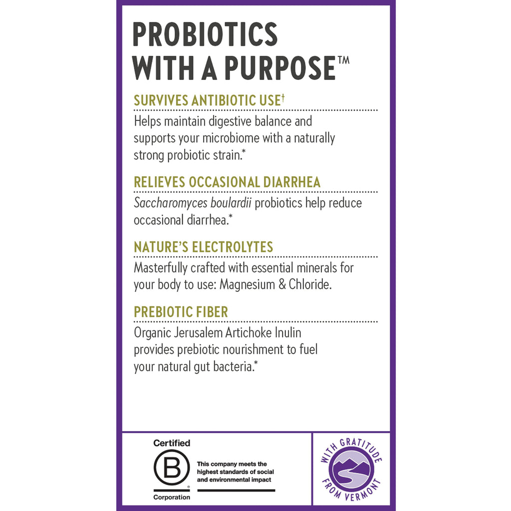 NWC395 | infographic listing benefits: survives antibiotic use; relieves occasional diarrhea; nature's electrolytes; prebiotic fiber - Thumbnail