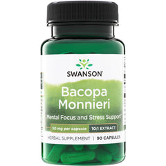 SW1690 | Swanson Bacopa Monnieri 10:1 Extract, 50 mg per capsule; Herbal Supplement; 90 capsules