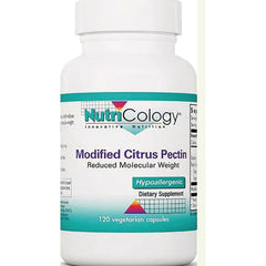 NCL053 | NutriCology bottle labeled Modified Citrus Pectin, reduced molecular weight, hypoallergenic, 120 vegetarian capsules