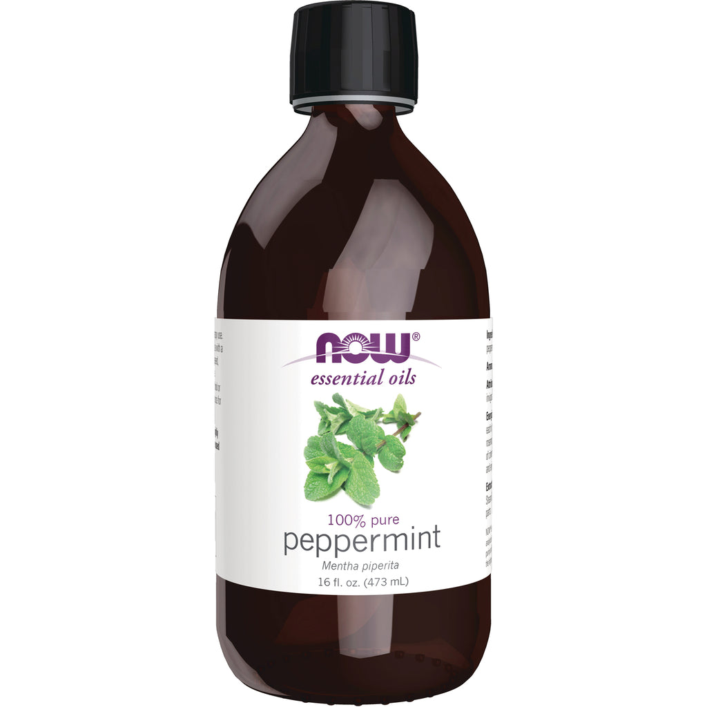NWF503 | amber 16 fl oz bottle of NOW essential oils 100% pure peppermint - Thumbnail