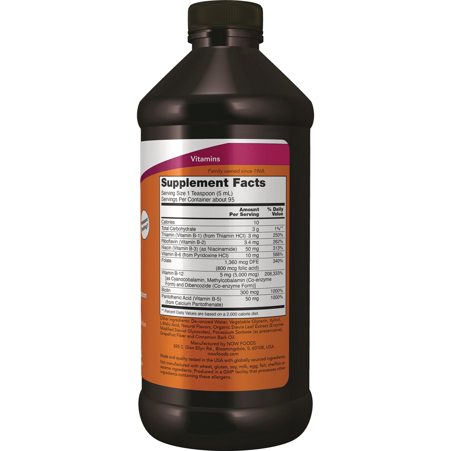 NWF784 | Back label showing Supplement Facts panel and ingredients on brown supplement bottle