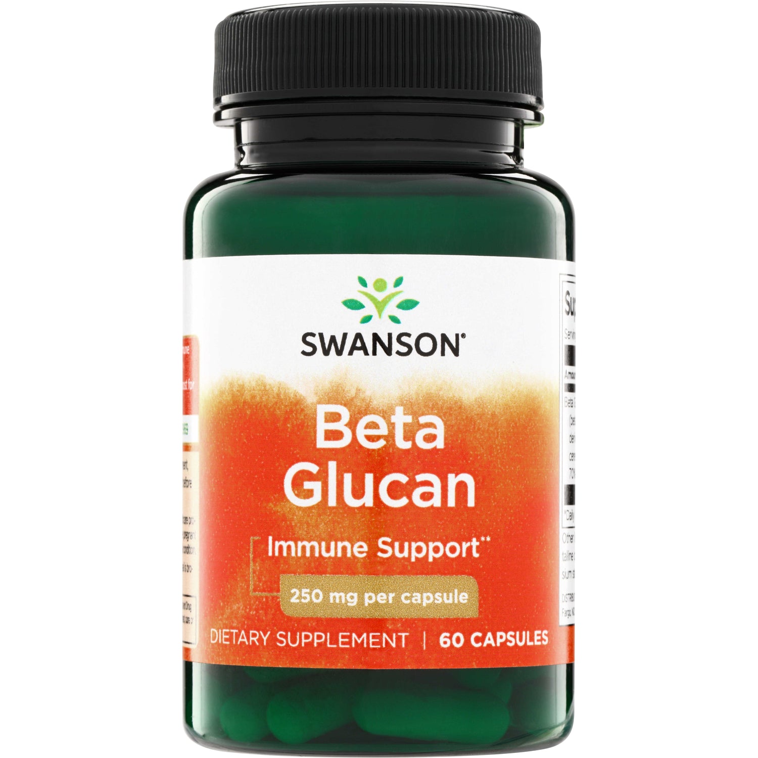 SWU187 | Swanson Beta Glucan, Immune Support, 250 mg per capsule, 60 capsules bottle front
