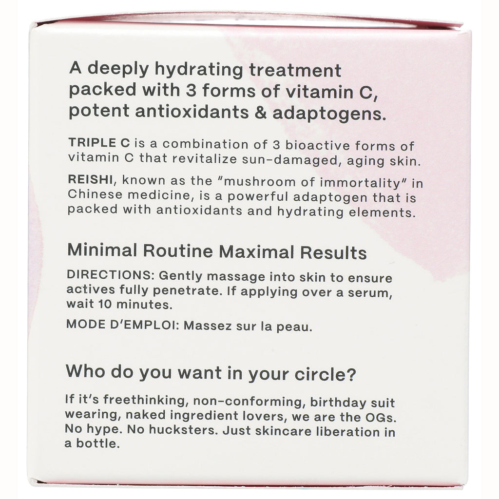 HIP012 | back of pink and white skincare box showing directions, product claims, and text TRIPLE C and REISHI - Thumbnail