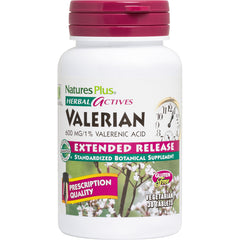 NTP225 | Natures Plus Valerian extended release 600 mg bottle, standardized botanical supplement, 30 vegetarian tablets