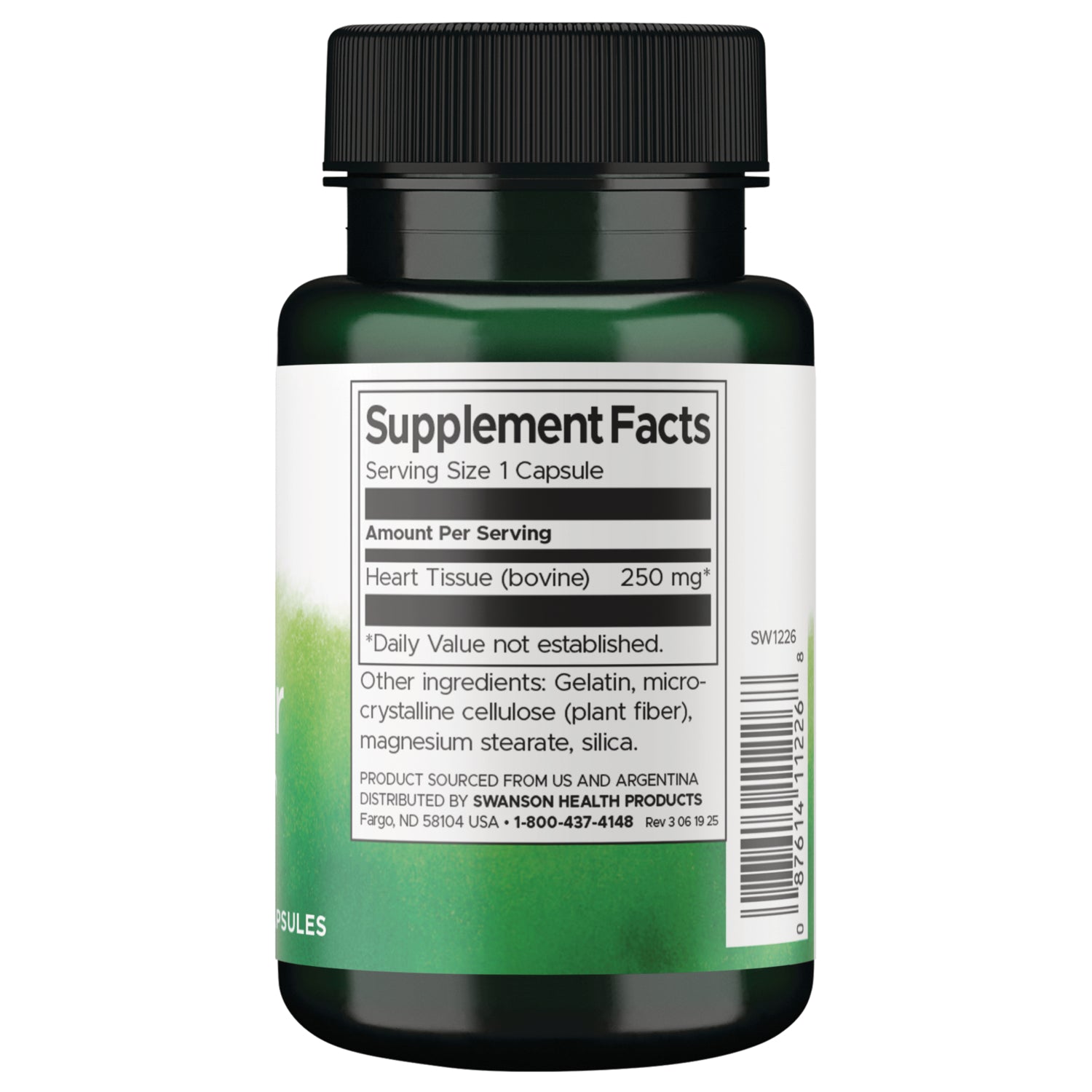 SW1226 | Back label with supplement facts and serving information