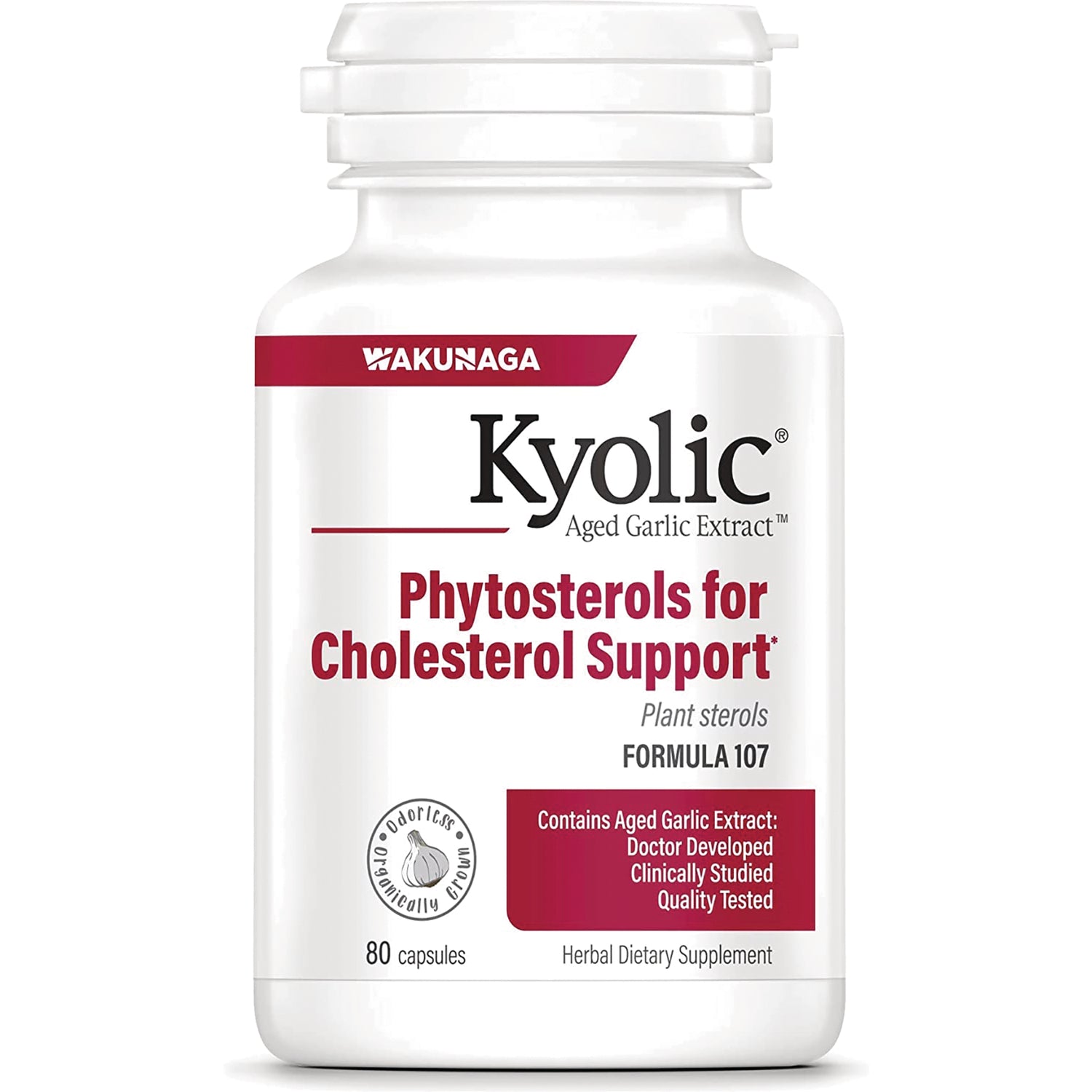 KY093 | Kyolic Phytosterols for Cholesterol Support bottle, 80 capsules, aged garlic extract label