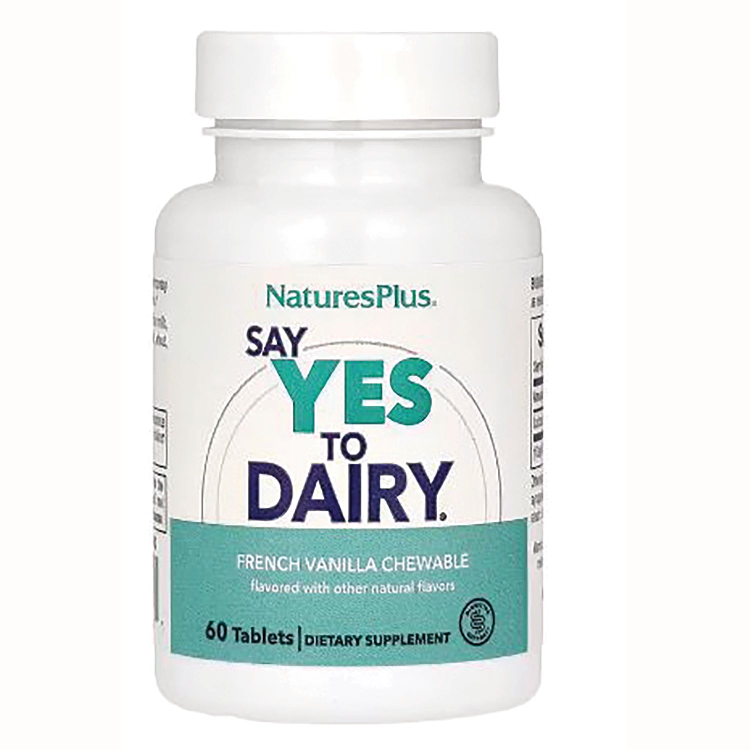 NTP112 | Nature'sPlus SAY YES TO DAIRY French vanilla chewable bottle, 60 tablets dietary supplement