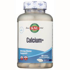 KL518 | KAL Calcium+ dietary supplement bottle front label reading Calcium+ and Strong Bone Support, 100 softgels