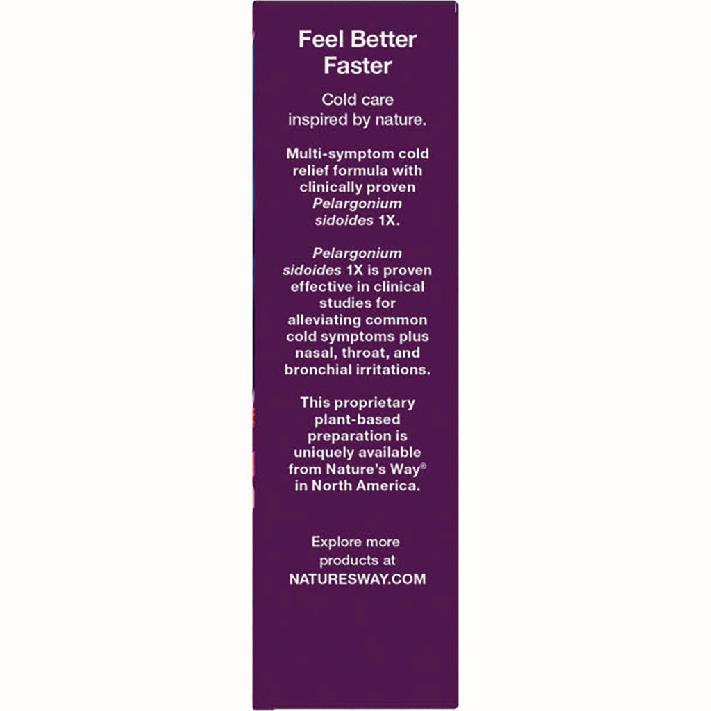 NW645 | Back panel reading Feel Better Faster with cold care claims mentioning Pelargonium sidoides 1X and NATURESWAY.COM - Thumbnail