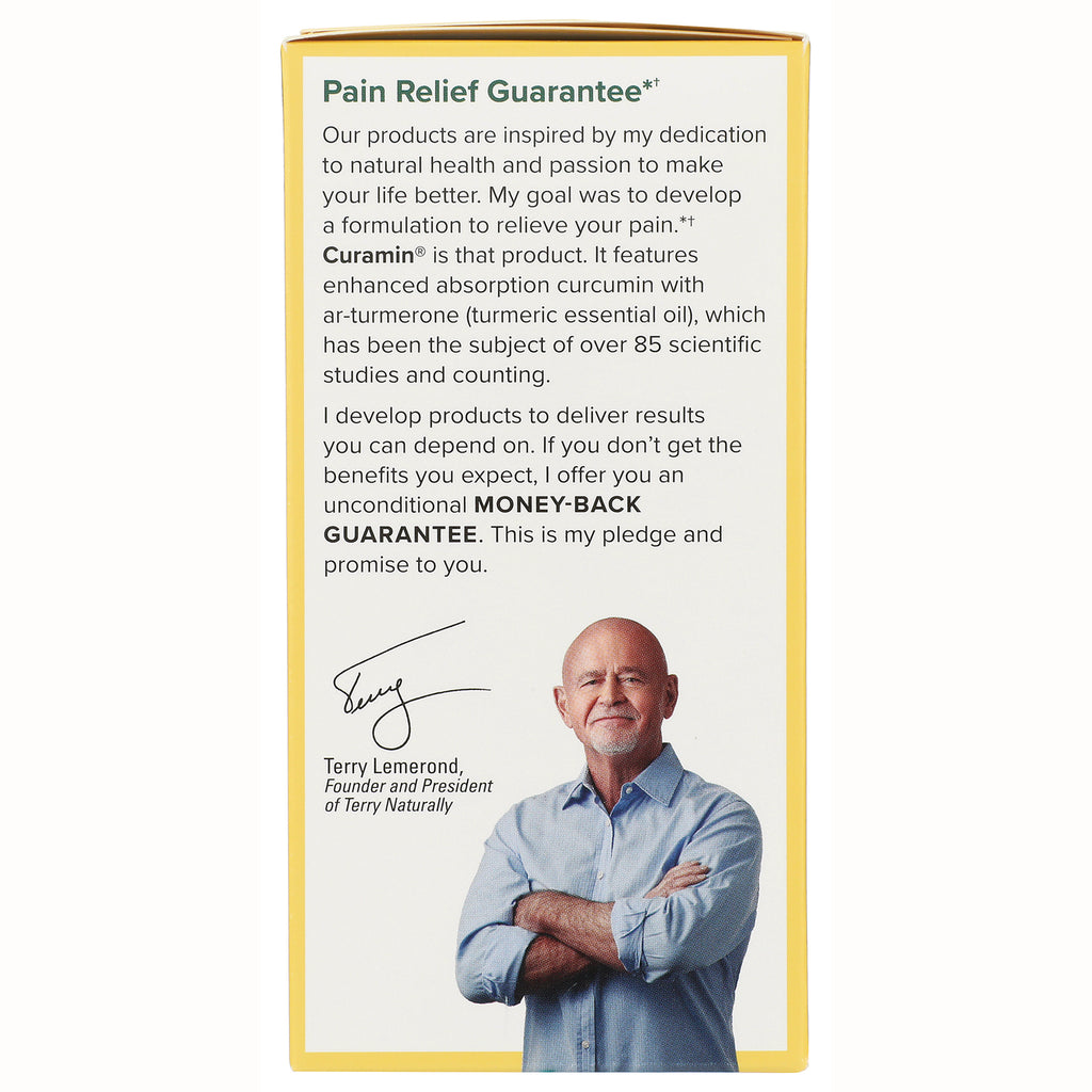 EUR002 | product infographic panel with Pain Relief Guarantee heading, money-back guarantee text, signature and founder portrait - Thumbnail