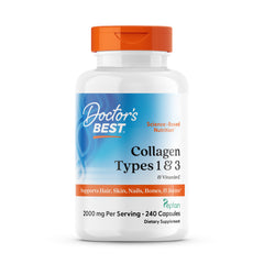 Doctor's BEST Collagen Types 1 and 3 supplement bottle front 500 mg 240 capsules