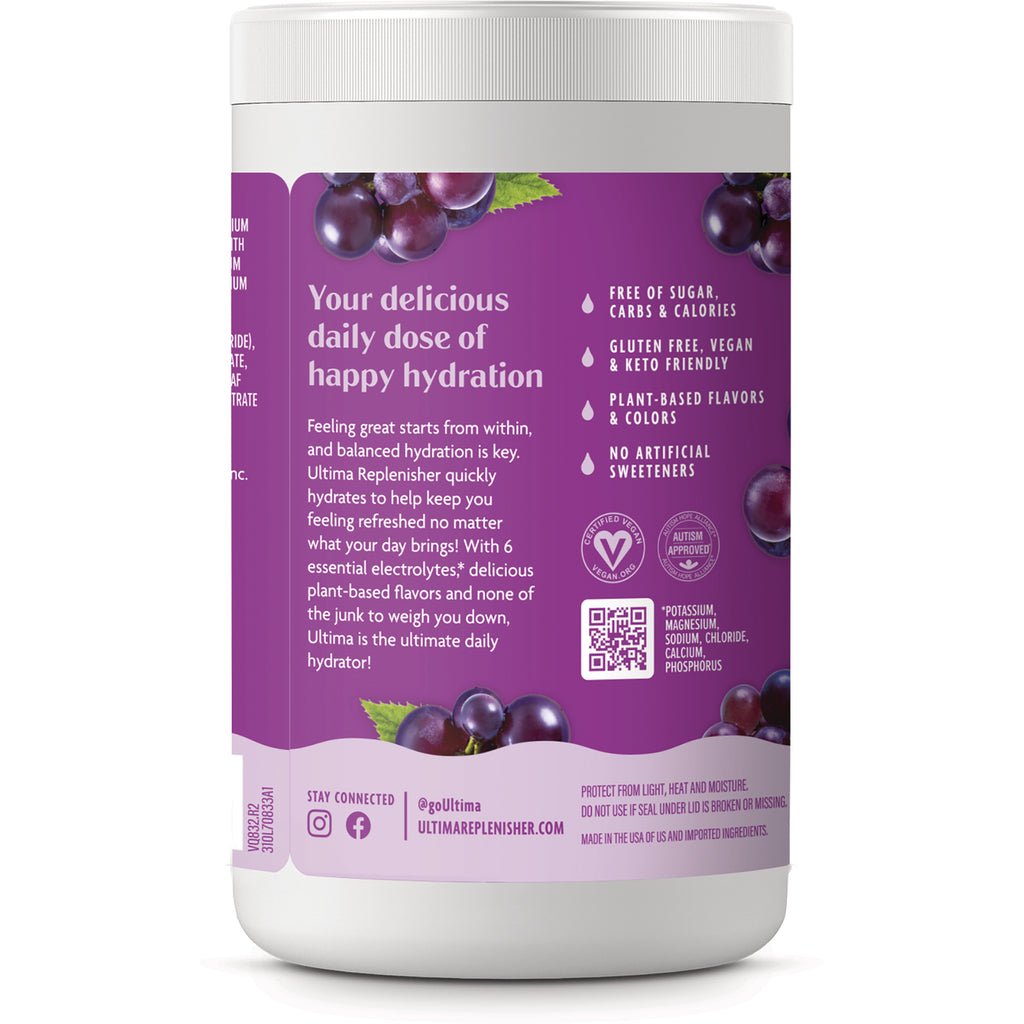 UHP017 | Back label of hydration mix; Your delicious daily dose of happy hydration; sugar-free, gluten free, vegan - Thumbnail