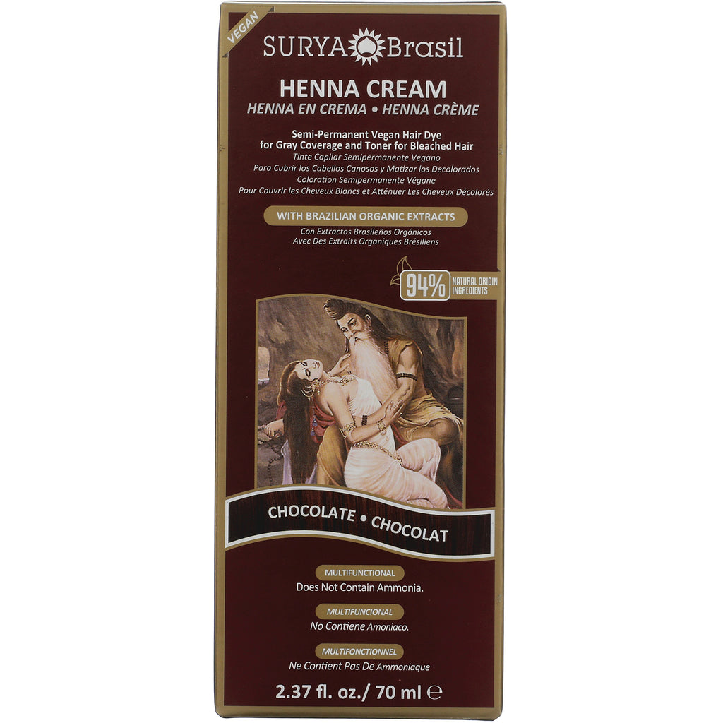 SUR024 | Surya Brasil Henna Cream hair dye, Chocolate shade, vegan, ammonia-free, 2.37 fl oz (70 ml) - Thumbnail