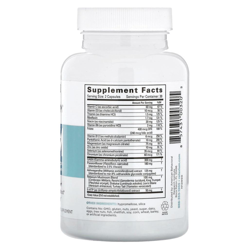 REL004 | back of white supplement bottle showing Supplement Facts panel and ingredient list - Thumbnail