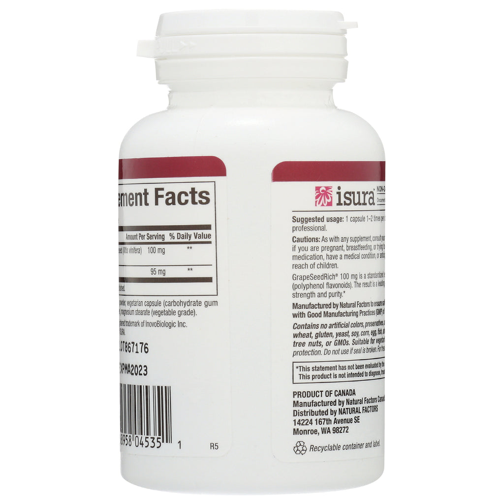 NFC124 | Back of white supplement bottle showing Supplement Facts panel, product information text and barcode - Thumbnail