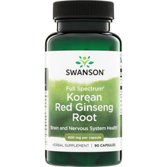SW1136 | Swanson Korean Red Ginseng Root, Full Spectrum, 400 mg per capsule, 90 capsules bottle