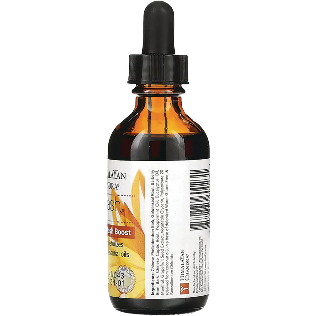 HIM005 | Amber glass dropper bottle back showing label with barcode, ingredients list, and Himalayan Chandra logo - Thumbnail