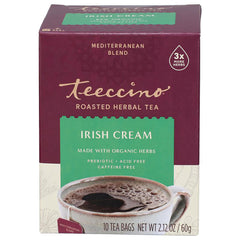 TCN032 | Teeccino Roasted Herbal Tea Irish Cream box, Mediterranean Blend, made with organic herbs, 10 tea bags