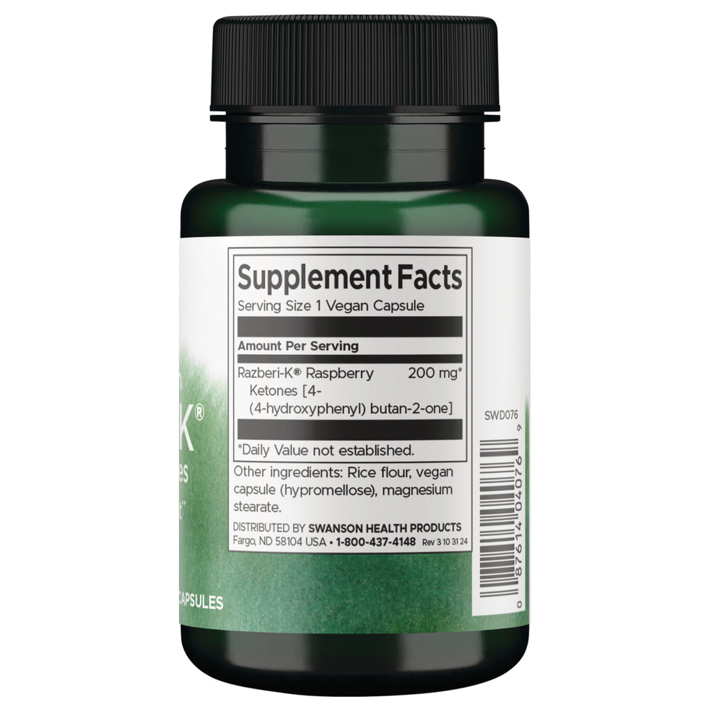 SWD076 | Back label with supplement facts and serving information - Thumbnail