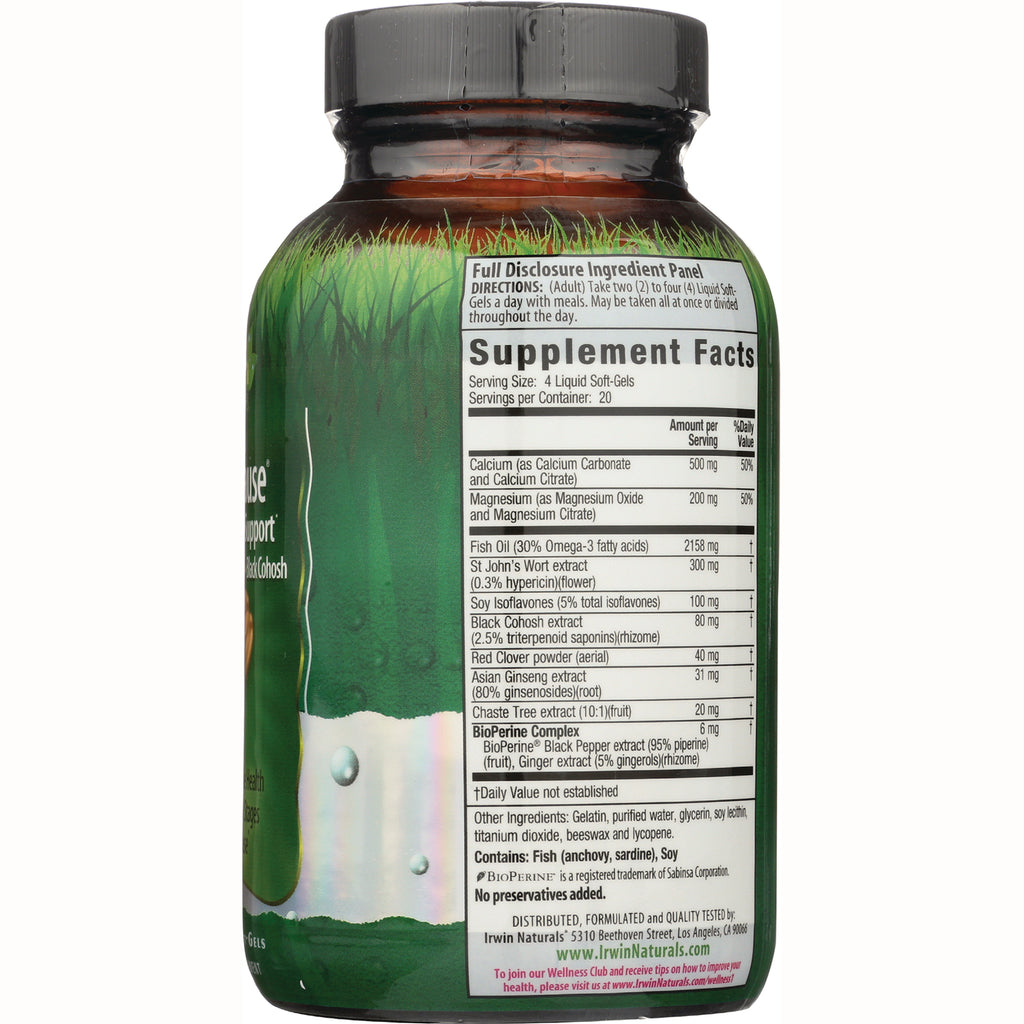 IR074 | back label showing Supplement Facts panel, serving size and ingredient list on green bottle - Thumbnail