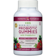 NRN121 | White bottle of Nordic Naturals Kids Probiotic Gummies with Prebiotics, Merry Berry Punch, 60 gummies
