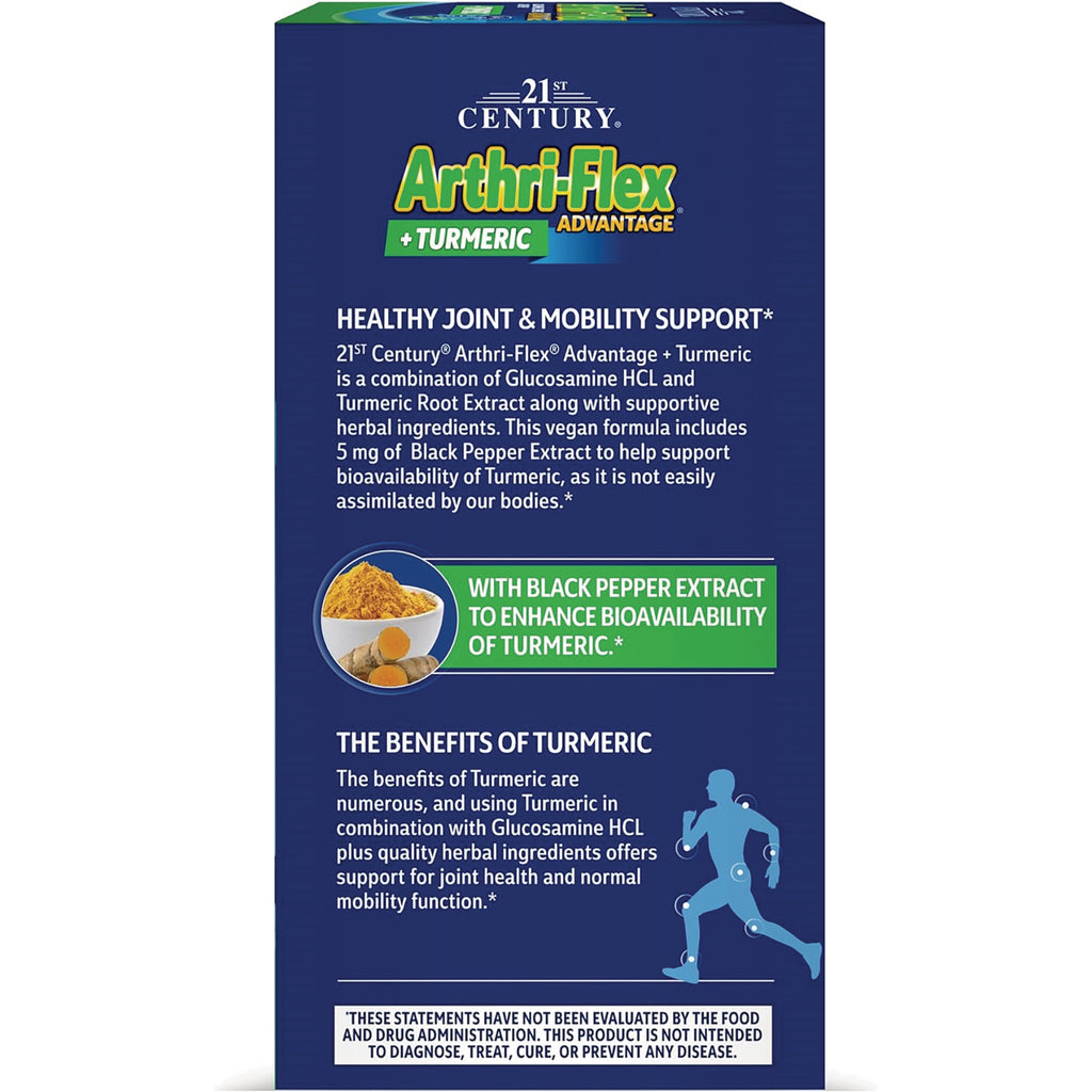 CNT277 | Arthri-Flex Advantage + Turmeric box back panel describing healthy joint and mobility support and black pepper extract to enhance bioavailability - Thumbnail