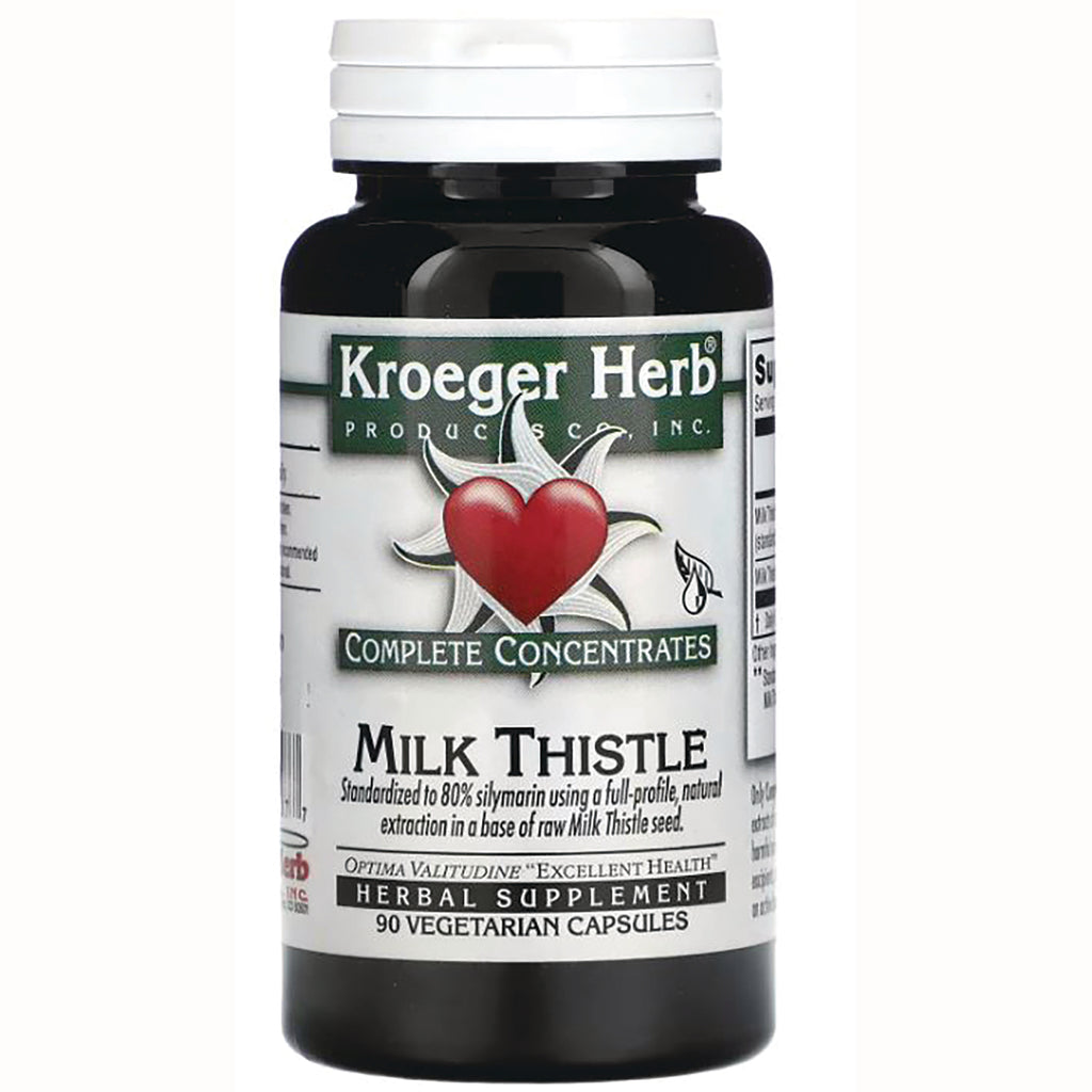 KRG009 | Kroeger Herb Milk Thistle herbal supplement bottle, 90 vegetarian capsules - Thumbnail