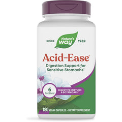 ET314 | Nature's Way Acid Ease dietary supplement bottle front label, 180 vegan capsules