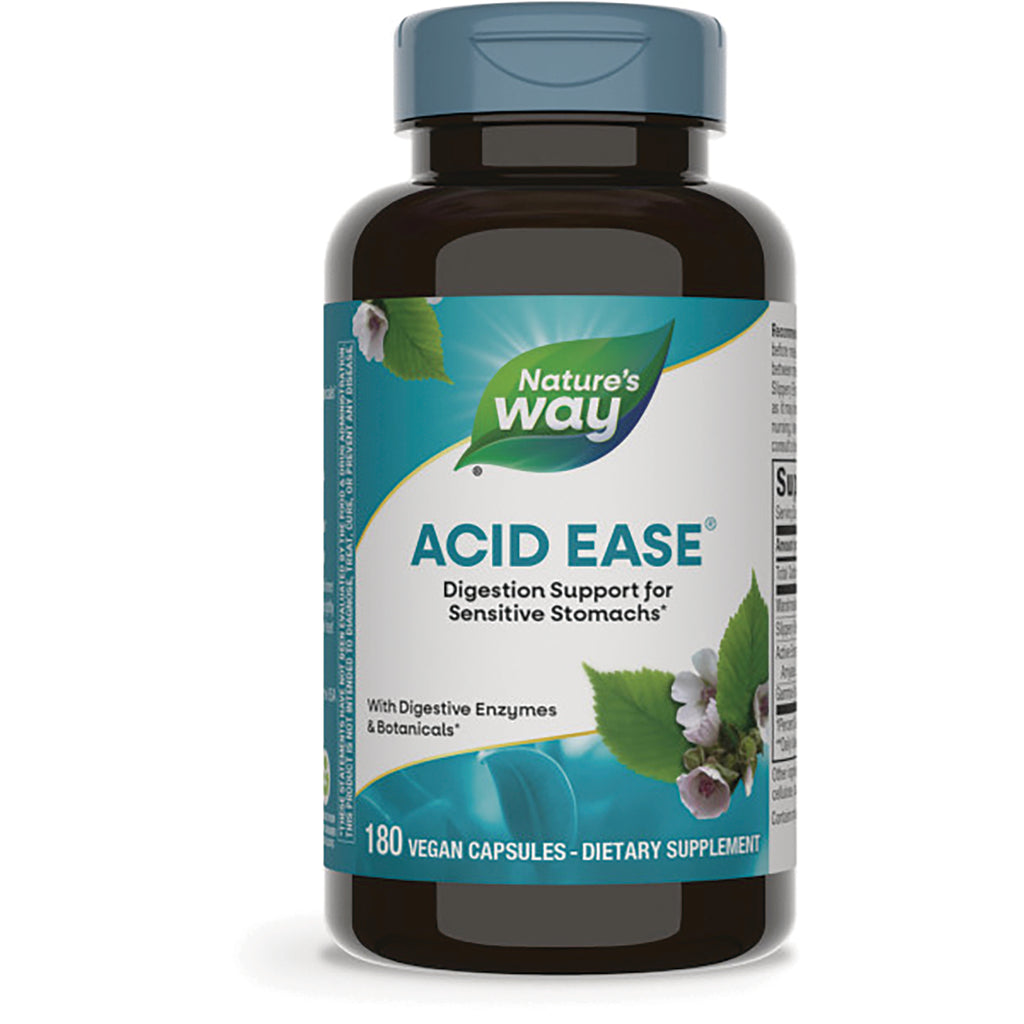 ET314 | Nature's Way Acid Ease dietary supplement bottle front label, 180 vegan capsules - Thumbnail