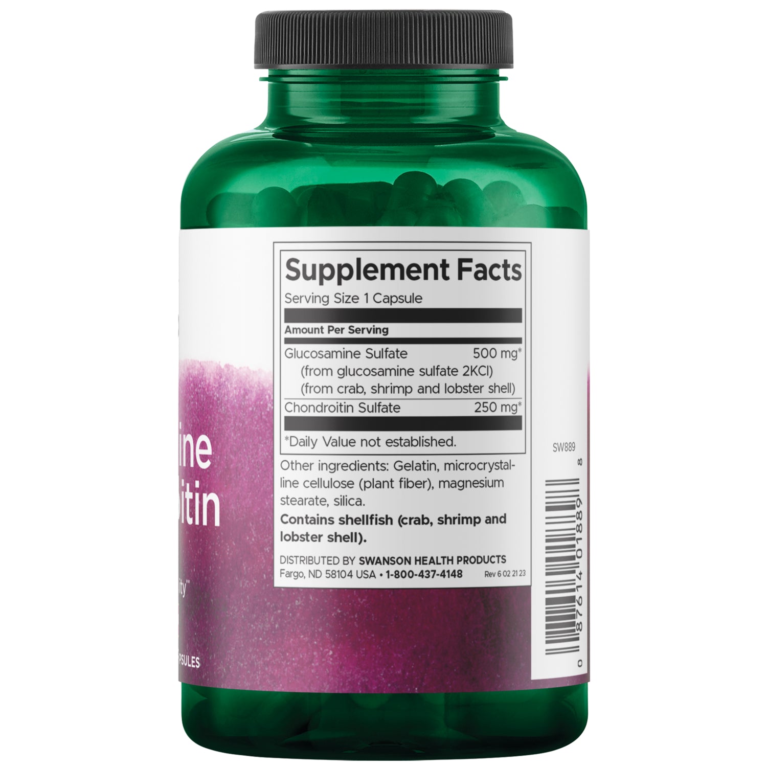 SW889 |  Back label with supplement facts and serving information